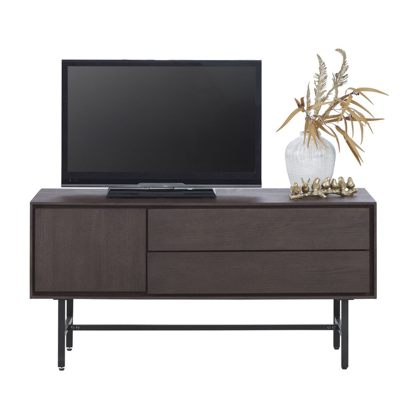 Belvio tv-meubel 1d+1l+klep dark oak veneer