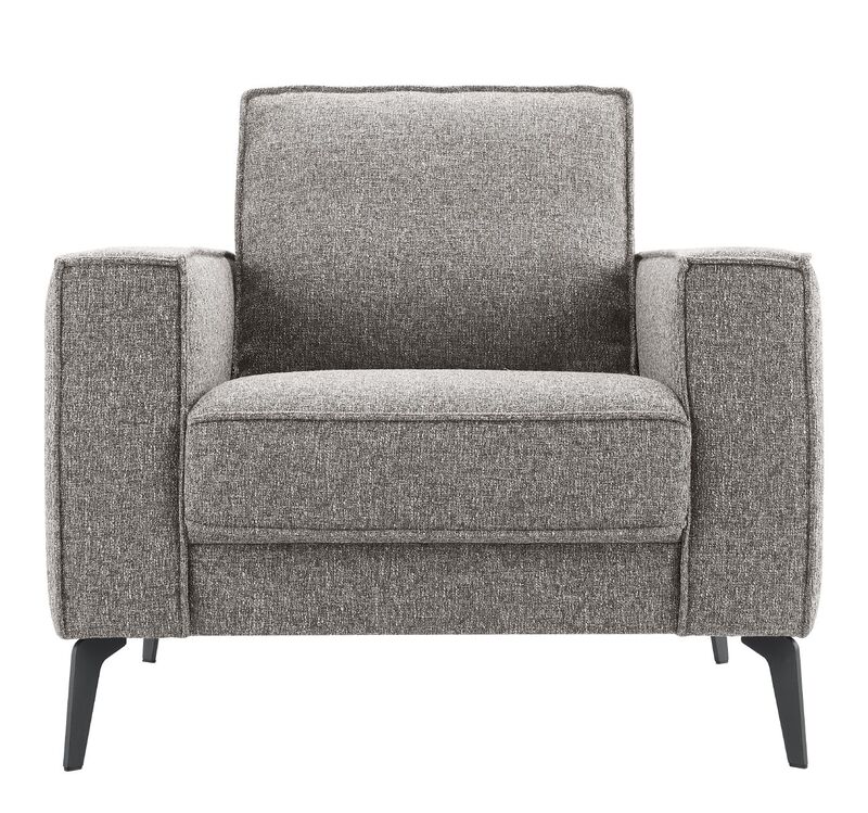 Moderne fauteuil in grijs-bruine weefstof