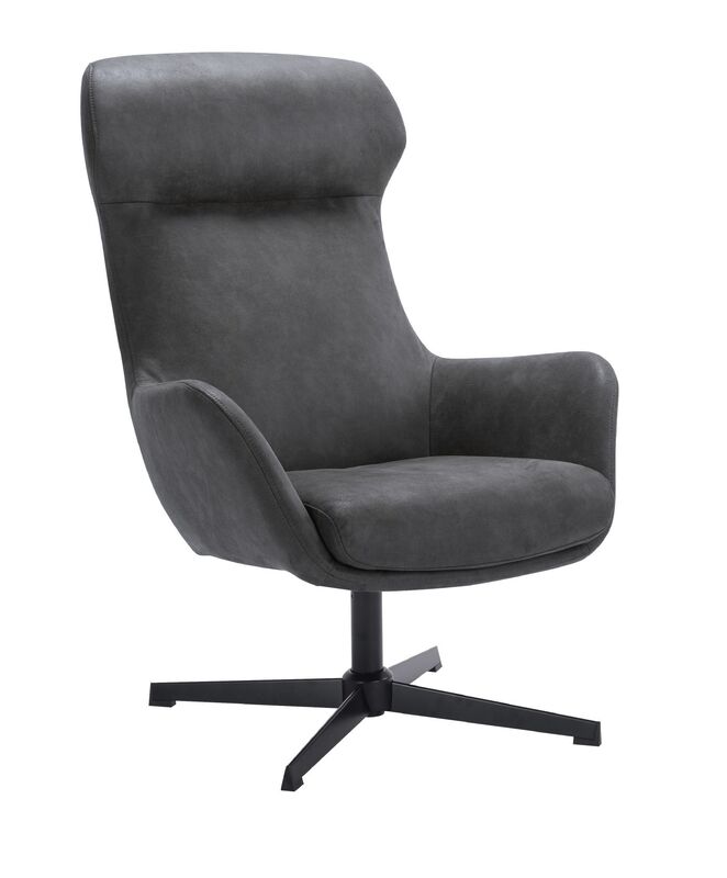 Vicenzo - Donkergrijze draaifauteuil in microleder, kleur: Antracite