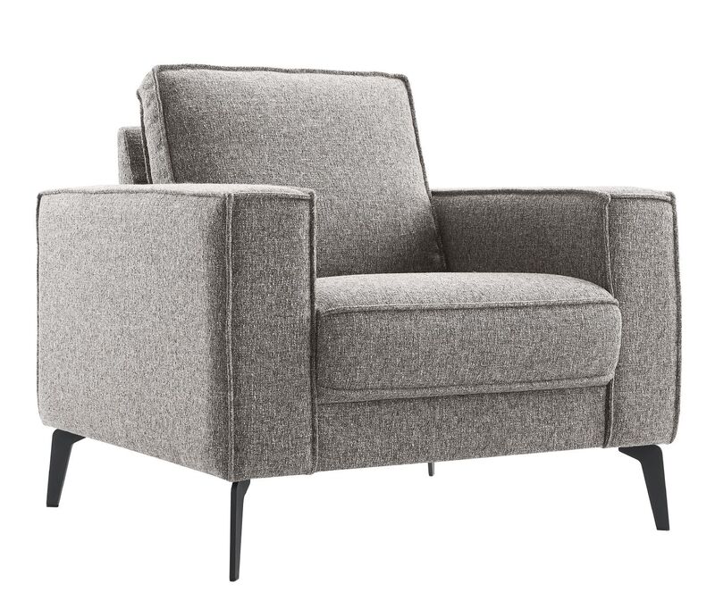 Moderne fauteuil in grijs-bruine weefstof