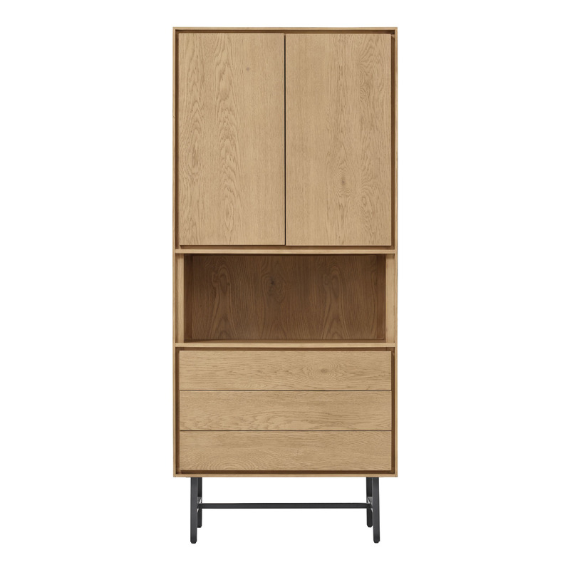 Belvio opbergkast 2d+3l+ov light oak veneer