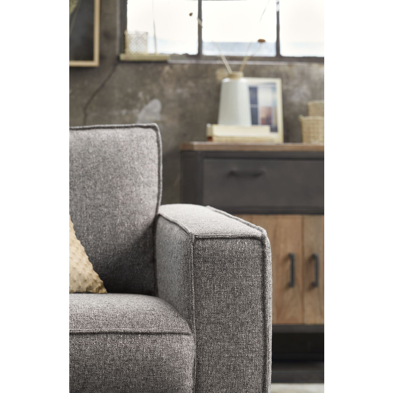 Moderne fauteuil in grijs-bruine weefstof