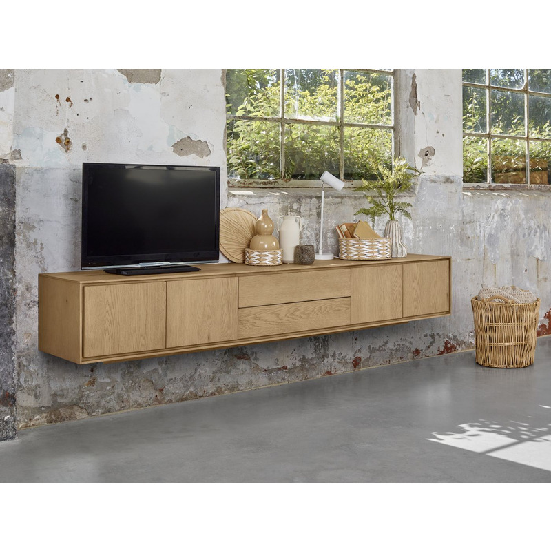 Belvio tv-meubel 4d+1l+klep light oak veneer